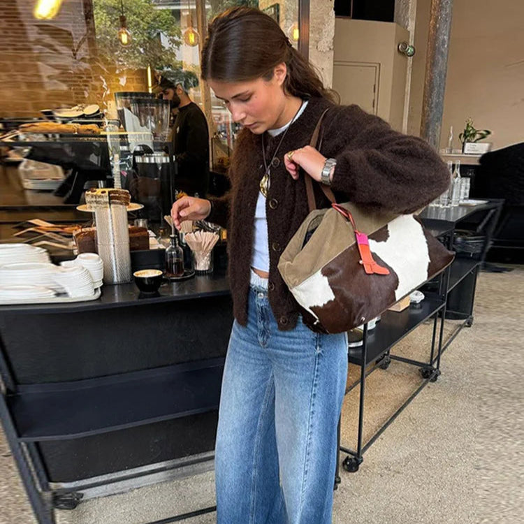 R&B | Damen Braun Strickjacke mit langen Ärmeln und Knopfverschluss