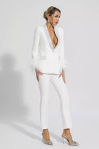 Blazer-Set mit Diamanten und Federakzenten