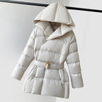 R&B | Damen Gepolsterte Pufferjacke mit Kapuze und Taillengürtel