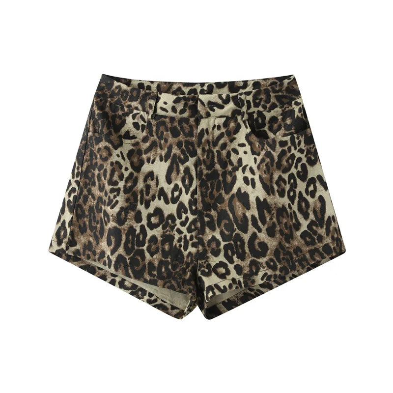 R&B - Denim Leopard Shorts