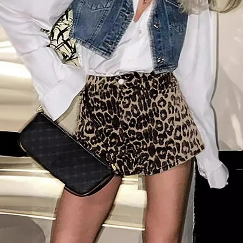 R&B - Denim Leopard Shorts