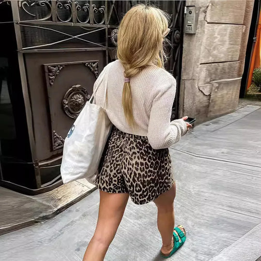 R&B - Denim Leopard Shorts