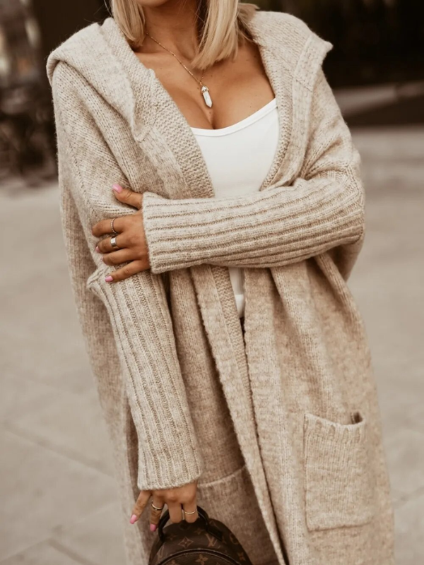 R&B | langer Cardigan mit Kapuze Weich & Warm