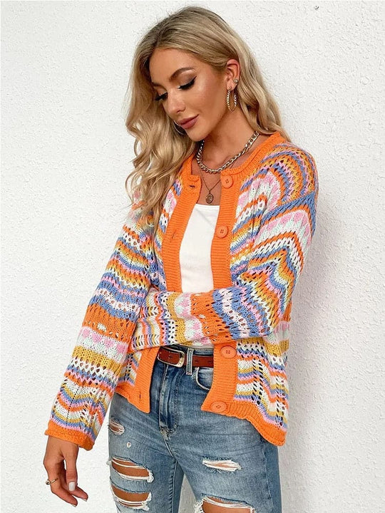 R&B | Cardigan Gestrickt mit Knopfverschluss Leicht und Atmungsaktiv Lockere Passform