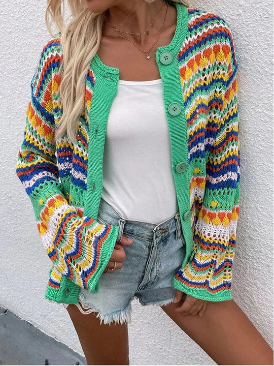R&B | Cardigan Gestrickt mit Knopfverschluss Leicht und Atmungsaktiv Lockere Passform