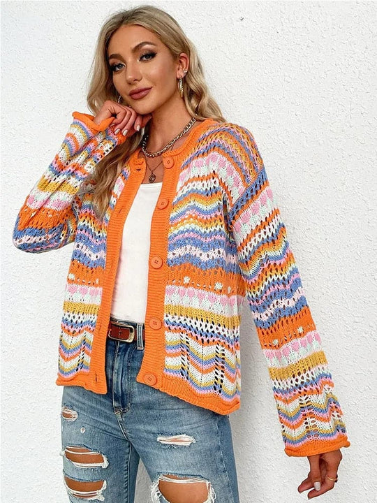 R&B | Cardigan Gestrickt mit Knopfverschluss Leicht und Atmungsaktiv Lockere Passform