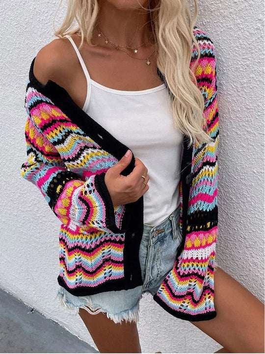 R&B | Cardigan Gestrickt mit Knopfverschluss Leicht und Atmungsaktiv Lockere Passform