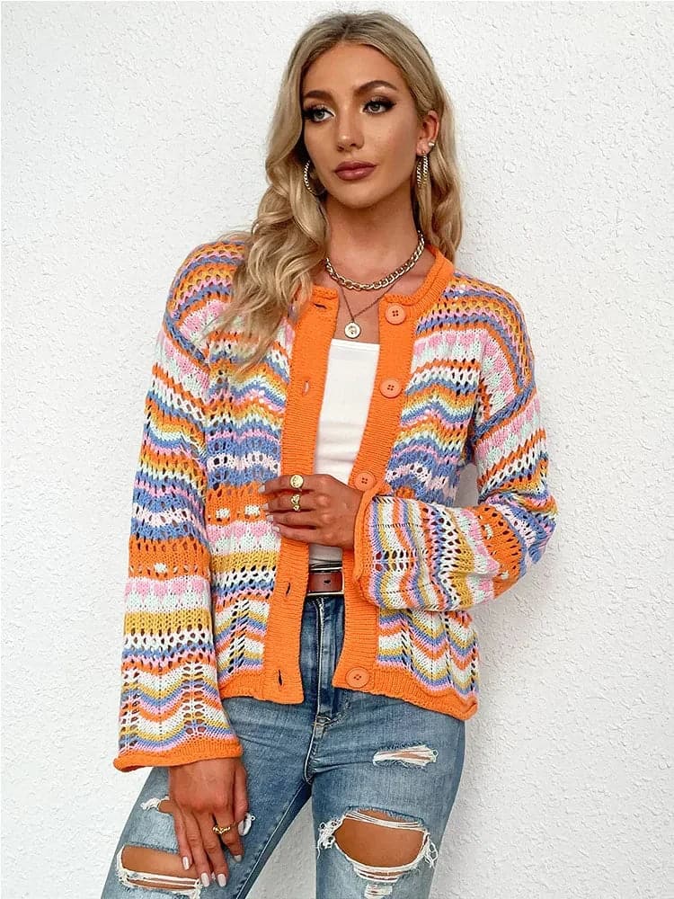 R&B | Cardigan Gestrickt mit Knopfverschluss Leicht und Atmungsaktiv Lockere Passform