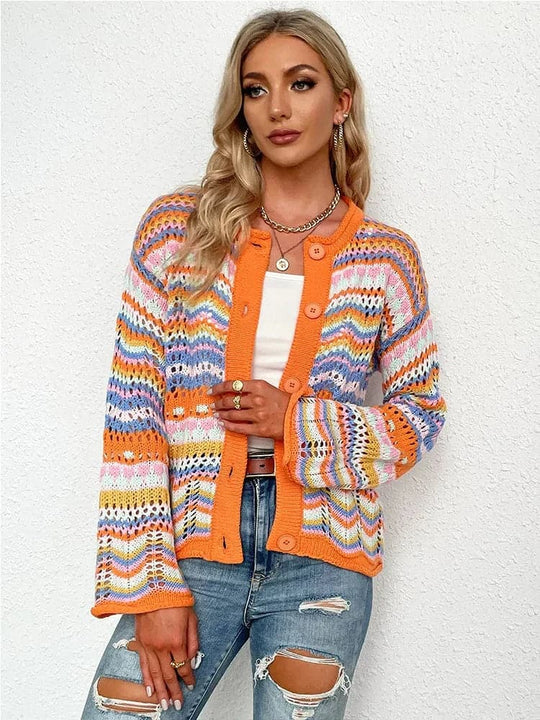 R&B | Cardigan Gestrickt mit Knopfverschluss Leicht und Atmungsaktiv Lockere Passform