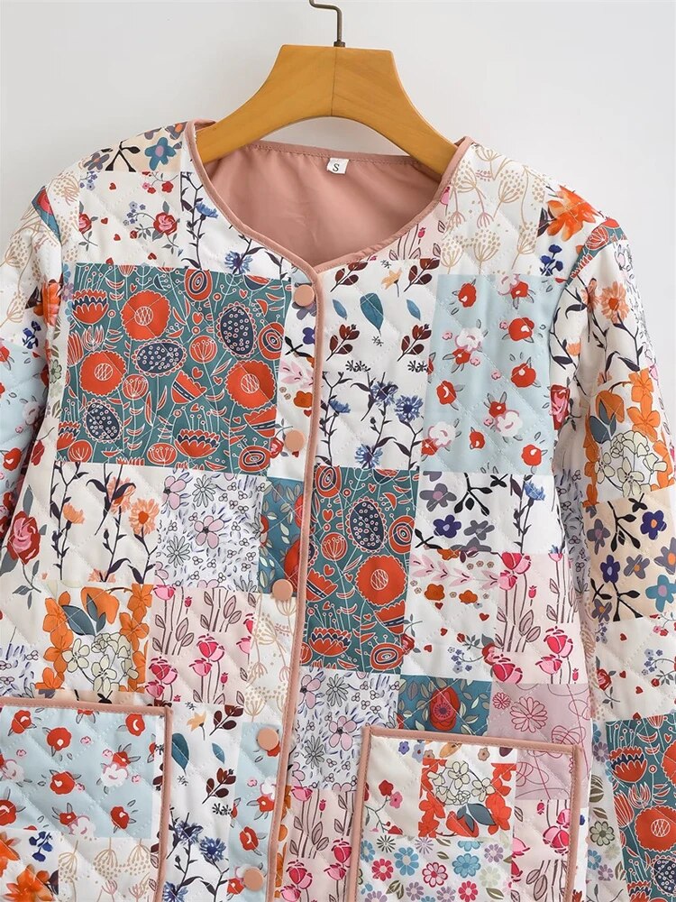 R&B | Blumen Patchwork Jacke Polyester Bunt, Gemütlich