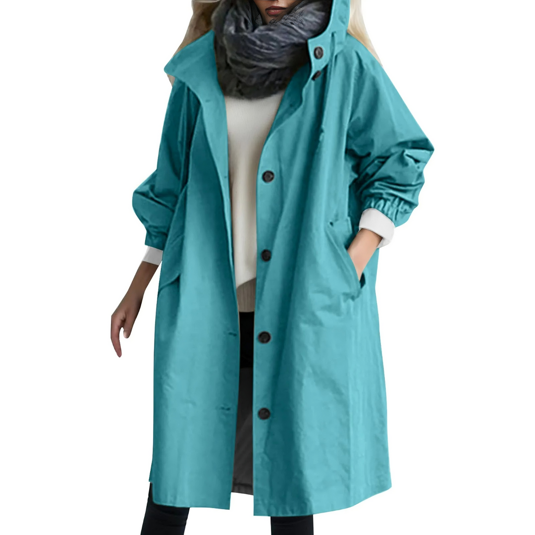 R&B | Winddichtes Damen-Trenchcoat mit Kapuze