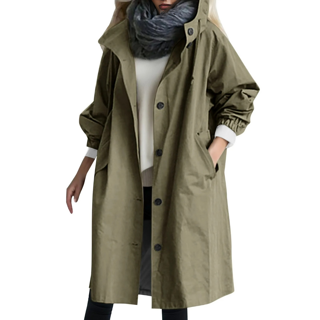 R&B | Winddichtes Damen-Trenchcoat mit Kapuze
