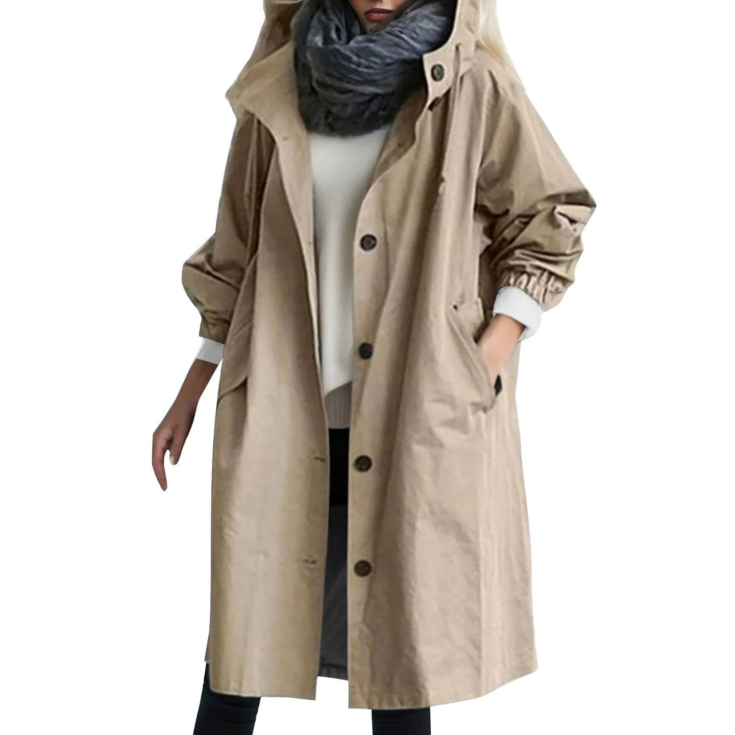 R&B | Winddichtes Damen-Trenchcoat mit Kapuze