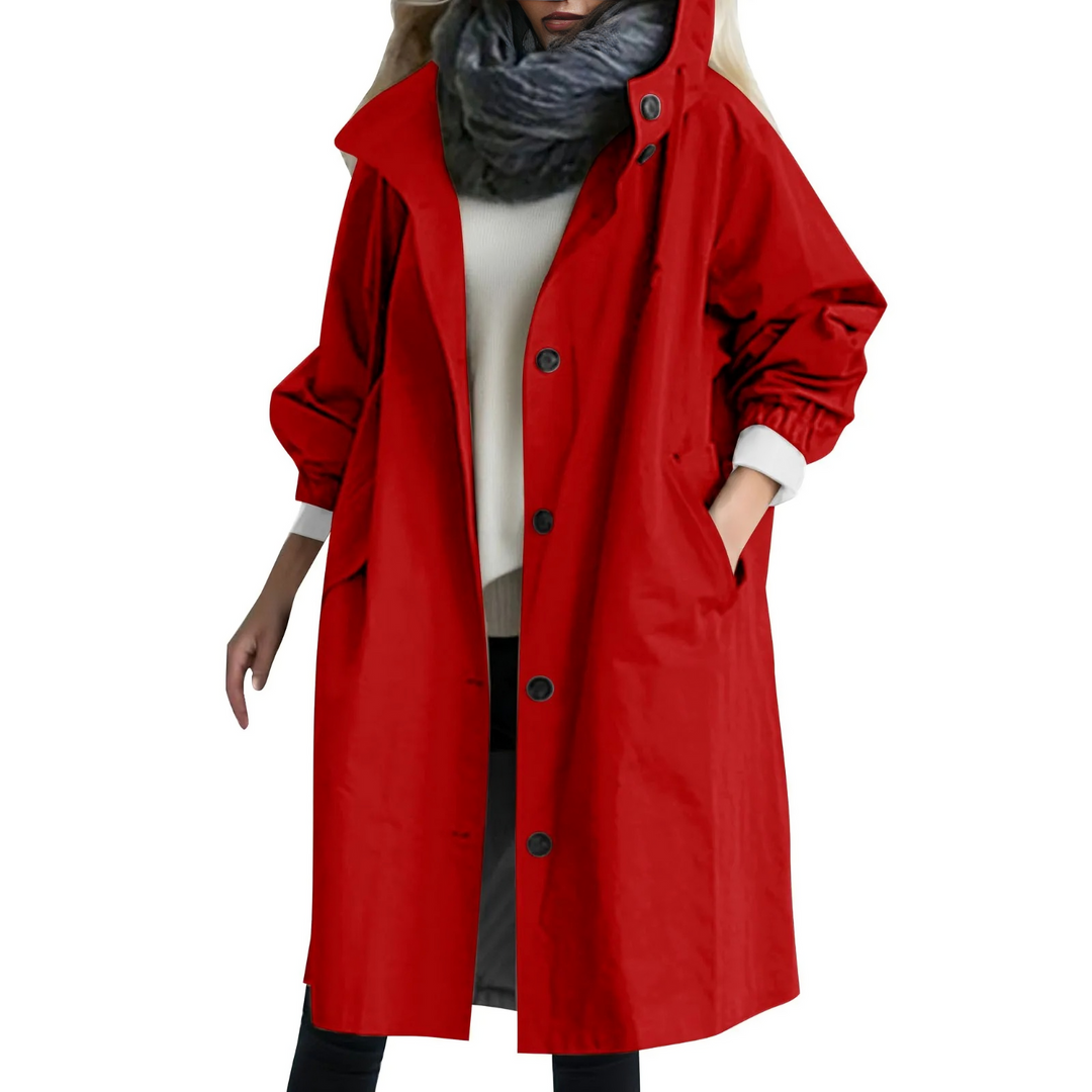 R&B | Winddichtes Damen-Trenchcoat mit Kapuze