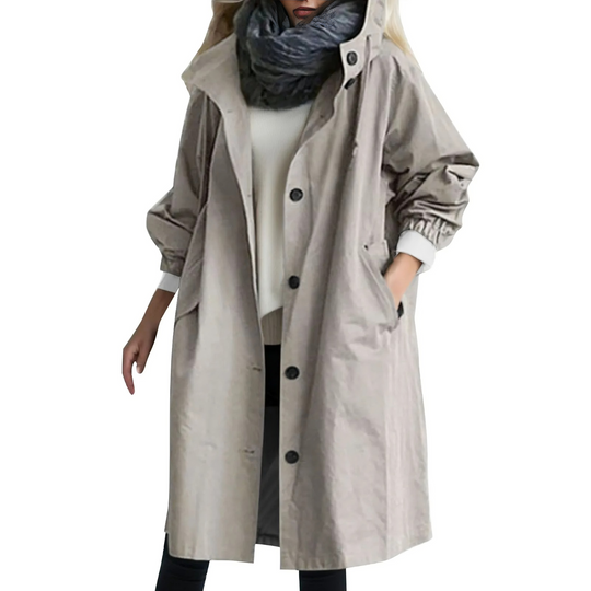 R&B | Winddichtes Damen-Trenchcoat mit Kapuze