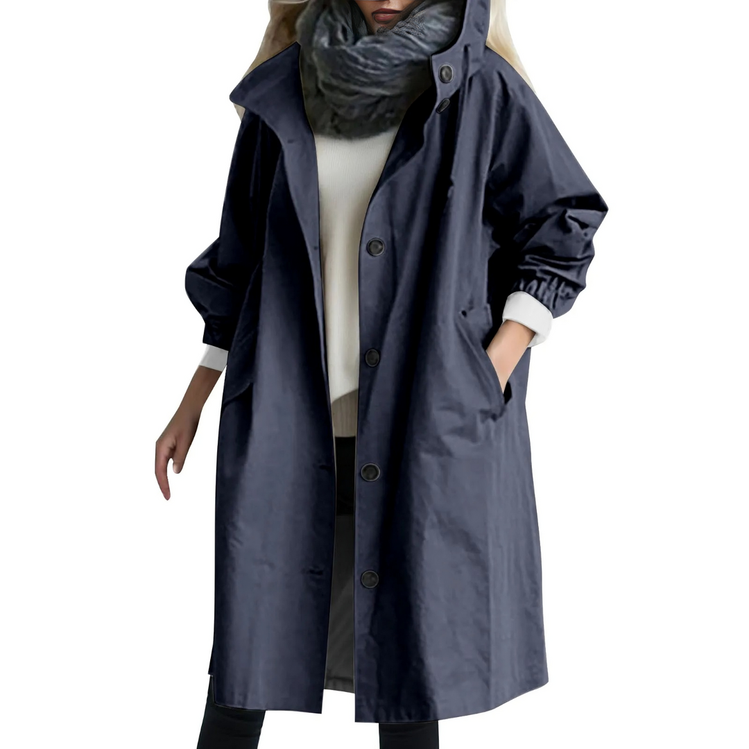 R&B | Winddichtes Damen-Trenchcoat mit Kapuze