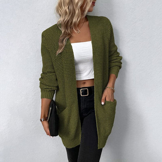 R&B | Cardigan Gestrickter Offener Vorn Lässige Passform Lange Ärmel mit Rippbündchen