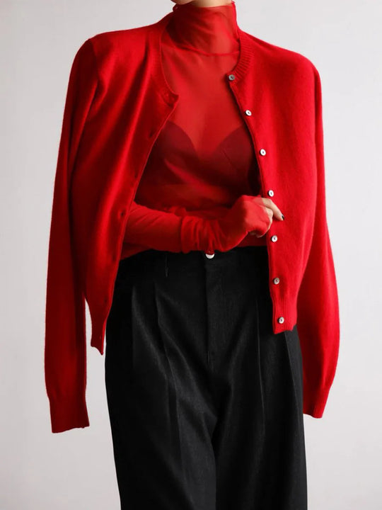 R&B | Damen Strick-Cardigan und Rollkragenpullover Set