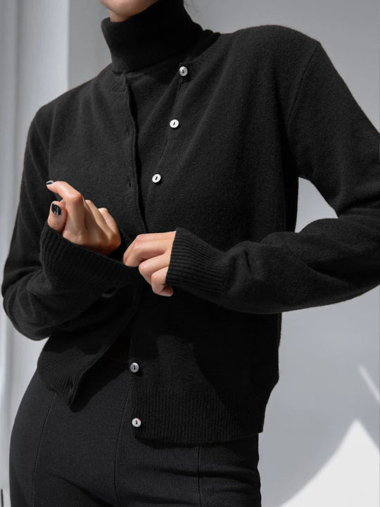 R&B | Damen Strick-Cardigan und Rollkragenpullover Set