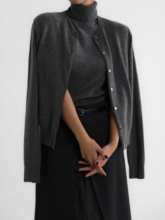 R&B | Damen Strick-Cardigan und Rollkragenpullover Set