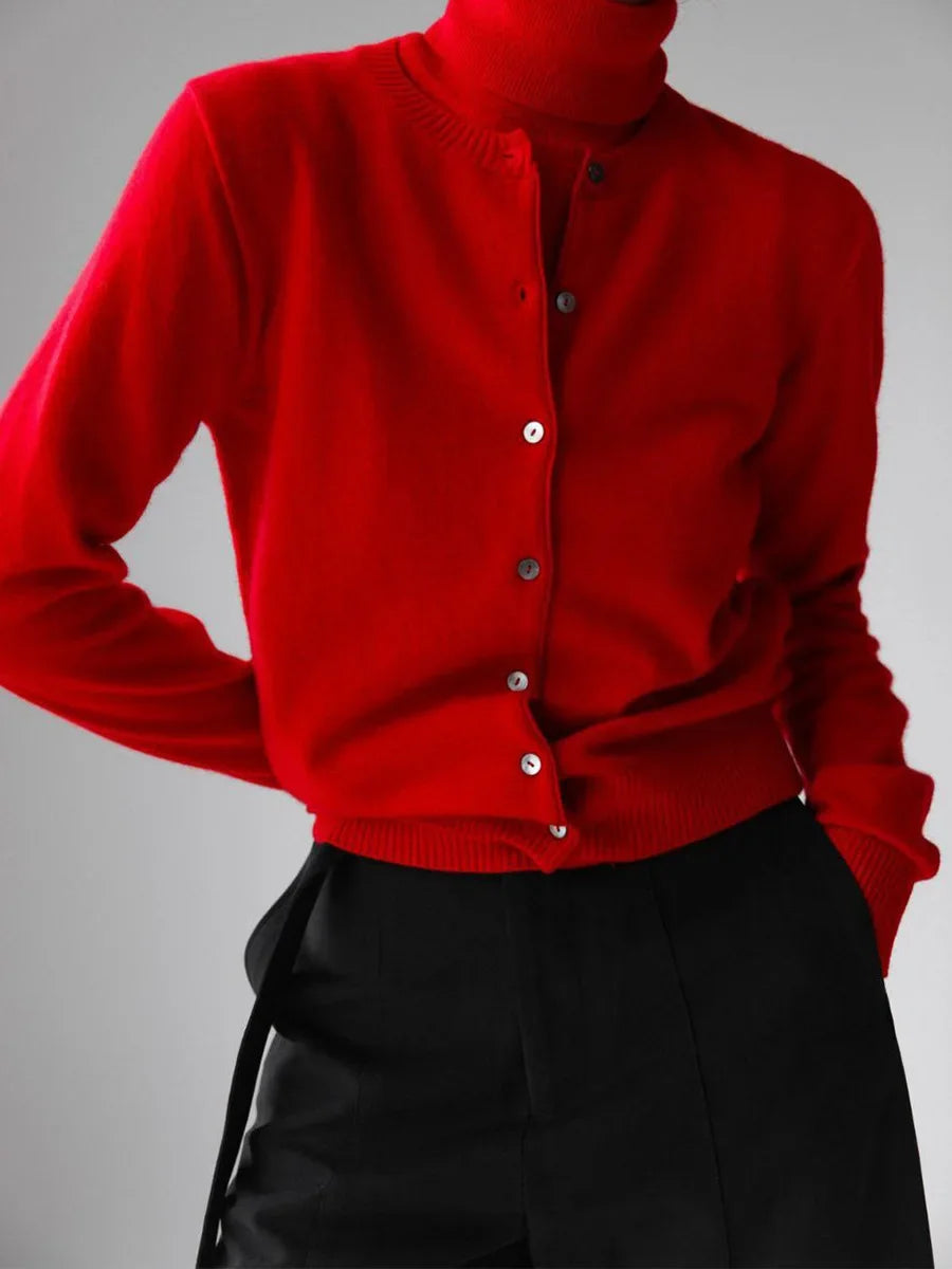 R&B | Damen Strick-Cardigan und Rollkragenpullover Set
