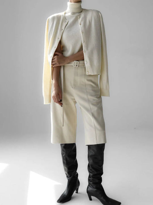 R&B | Damen Strick-Cardigan und Rollkragenpullover Set
