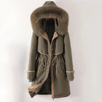R&B | Damen Warme Gesteppte Kapuzen Winterjacke