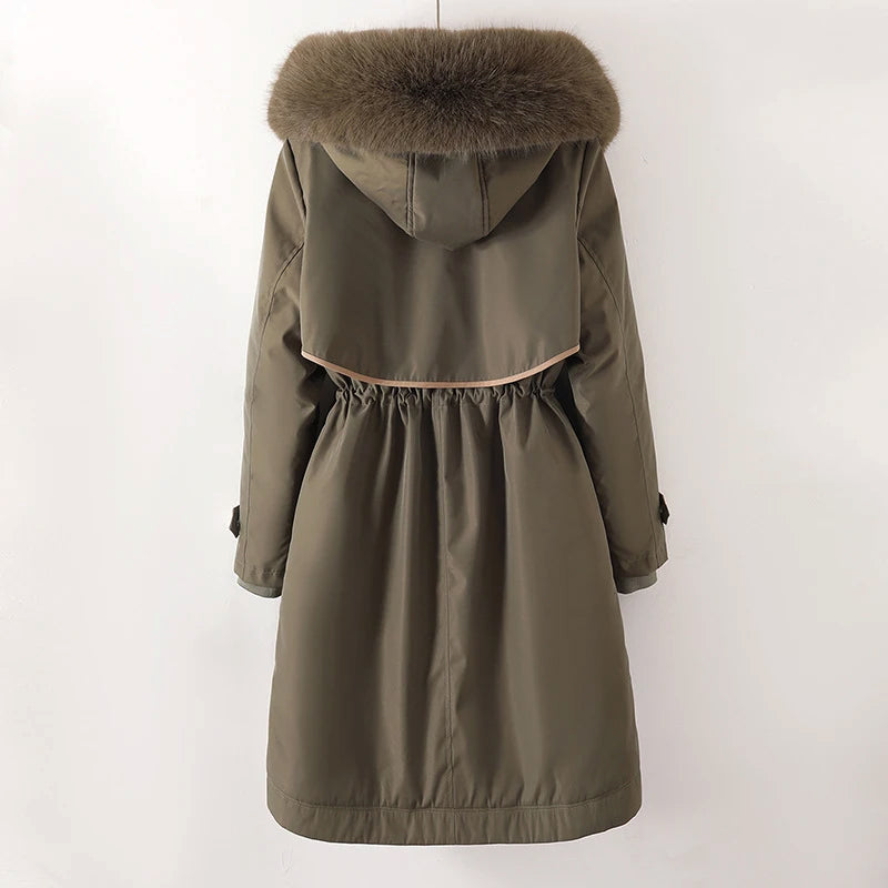 R&B | Damen Warme Gesteppte Kapuzen Winterjacke