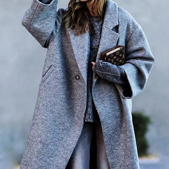 Herren Mantel Lang | Oversized Wintermantel mit Notch-Lapel & Taschen
