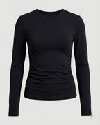 Damen Langarmshirt Slim Fit Modal Rundhals Basic Top