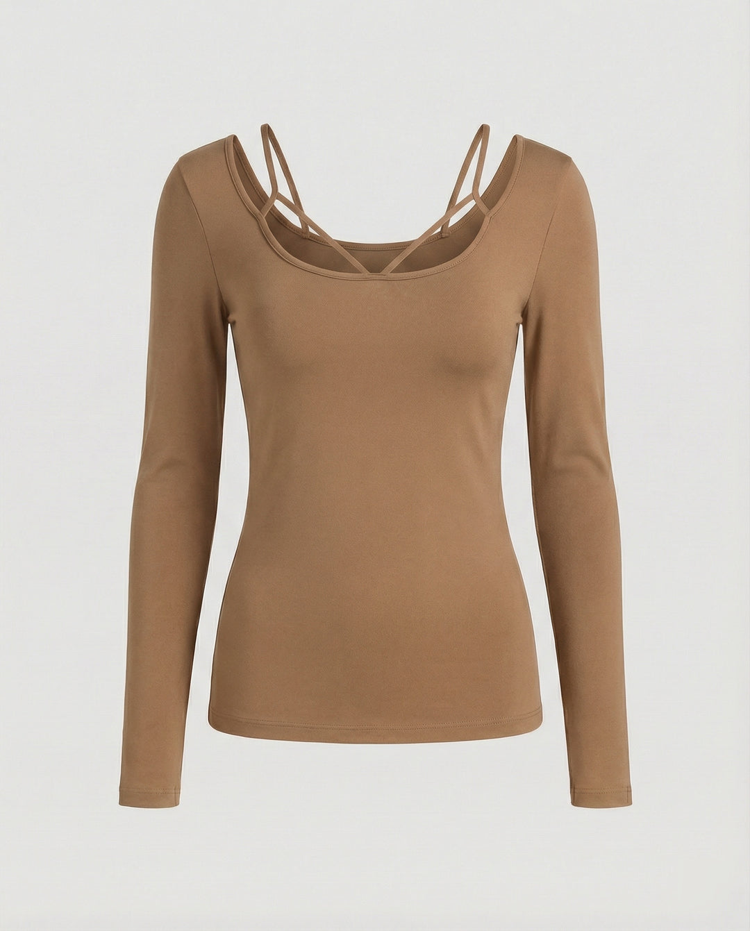 Damen Langarmshirt mit Blütenkragen und verspielter Schnürung Slim-Fit
