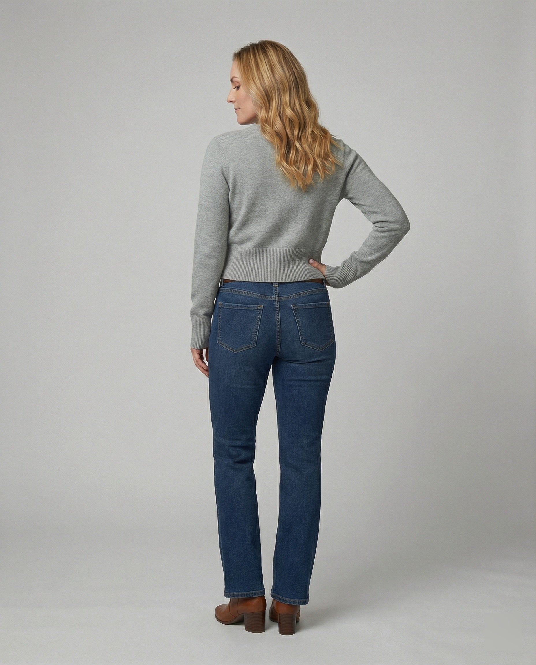 Damen Strickpullover Wolle Rundhals Slim-Fit Herbst Winter Oberteil