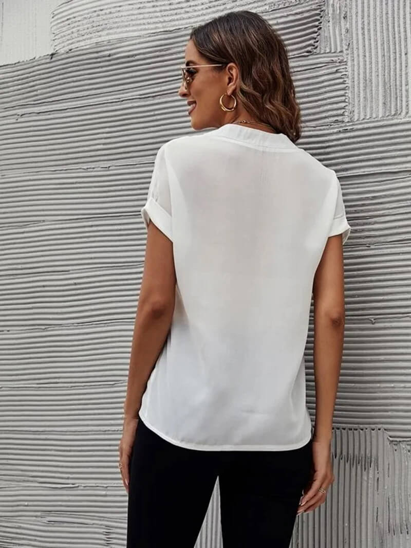 R&B | Lässige Bluse Mit V-Ausschnitt Und Kurzen Ärmeln