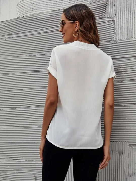 R&B | Lässige Bluse Mit V-Ausschnitt Und Kurzen Ärmeln