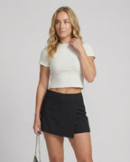 Damen T-Shirt Strukturierte Optik Slim Fit Kurzarm Oberteil