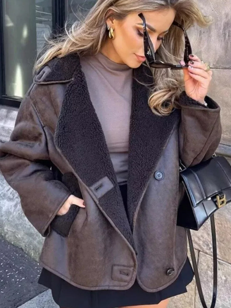 Oversized  Damenjacke mit Fell