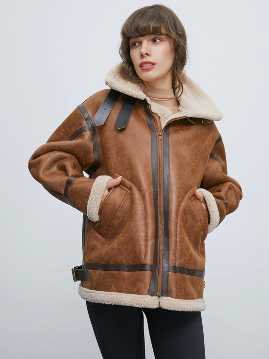 R&B | Gefütterte Wildleder Shearling Flugjacke