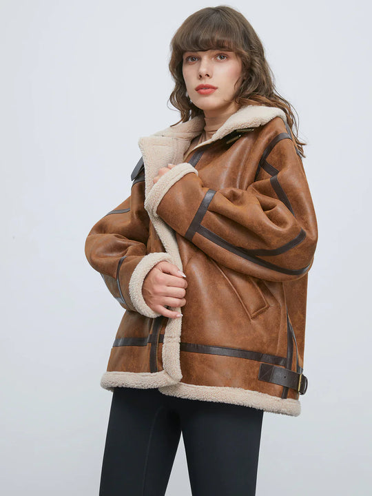 R&B | Gefütterte Wildleder Shearling Flugjacke