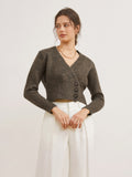 R&B | Cardigan mit Seitlicher Öffnung und Tiefem V-ausschnitt Wollmischung Einfach und Warm