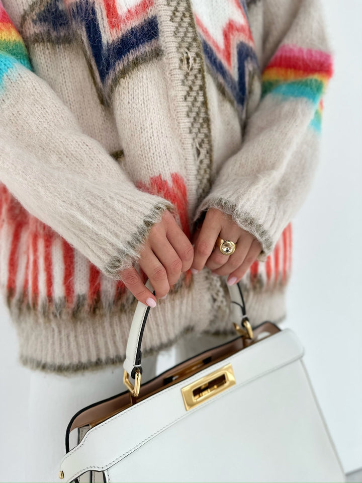 R&B | Cardigan mit Grafischem Muster Mohairmischung Einzigartig und Stilvoll