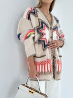R&B | Cardigan mit Grafischem Muster Mohairmischung Einzigartig und Stilvoll