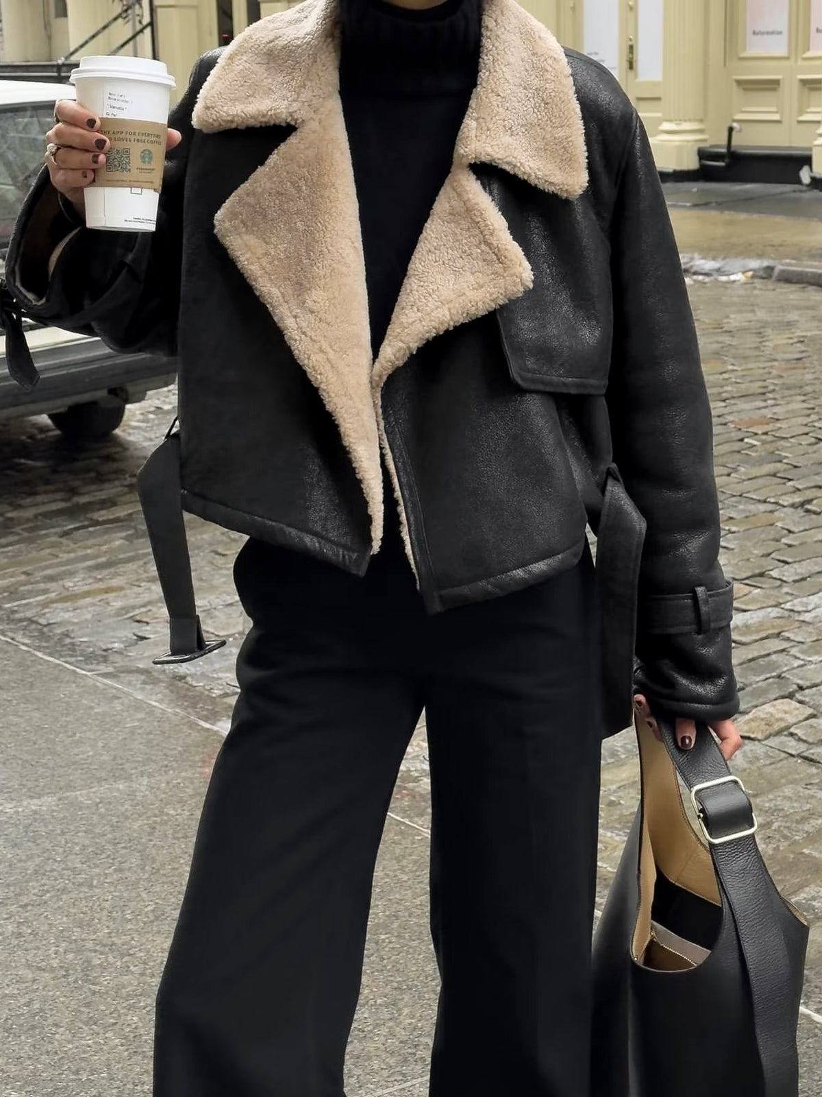 R&B | Blessed Sherpa gefütterte Lammfell Flugjacke