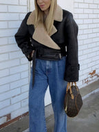 R&B | Blessed Sherpa gefütterte Lammfell Flugjacke