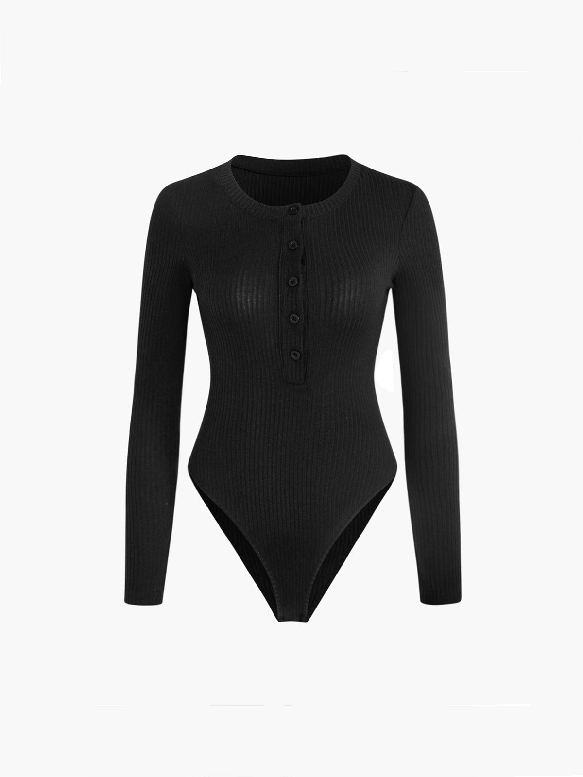 R&B | Eleganter Langärmeliger Bodysuit aus Rippstrick mit Knopfverschluss