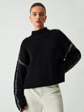 R&B | Strickpullover mit Kontrastdetails Wollmischung Elegant, Modern