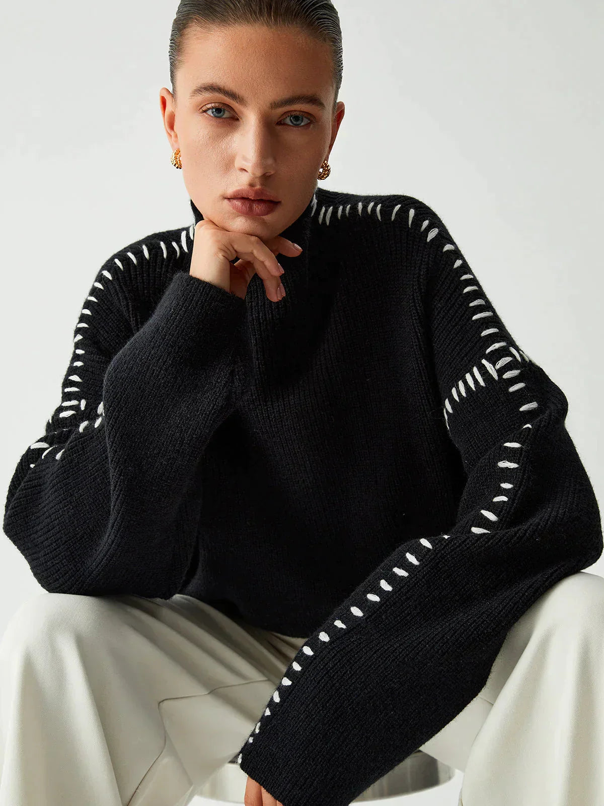 R&B | Gestrickter Pullover mit Strukturmuster
