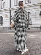 R&B | Hahnentritt Langmantel Elegante Übergröße Winteroberbekleidung