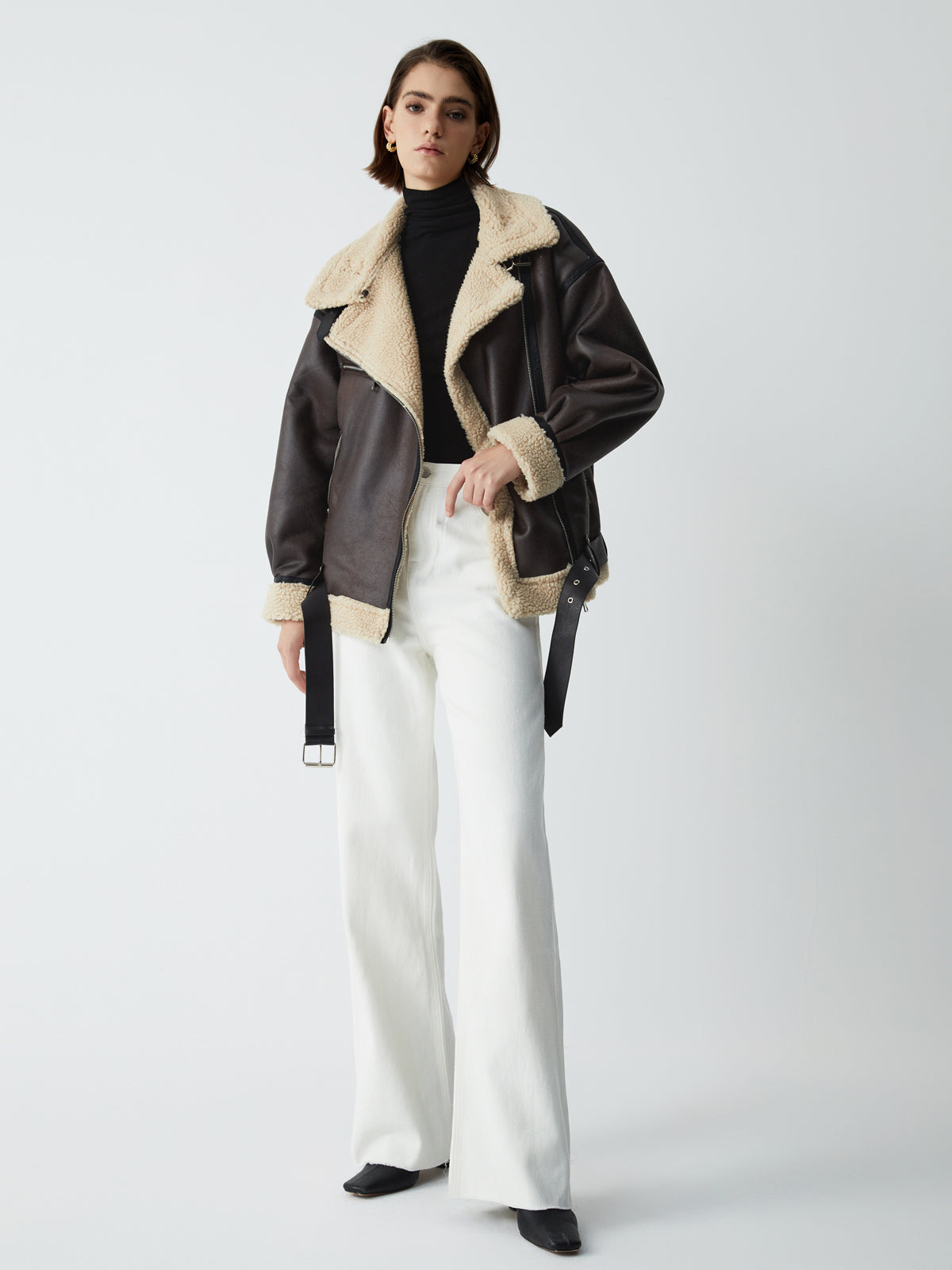R&B | Braune Leder-Fliegerjacke für Frauen