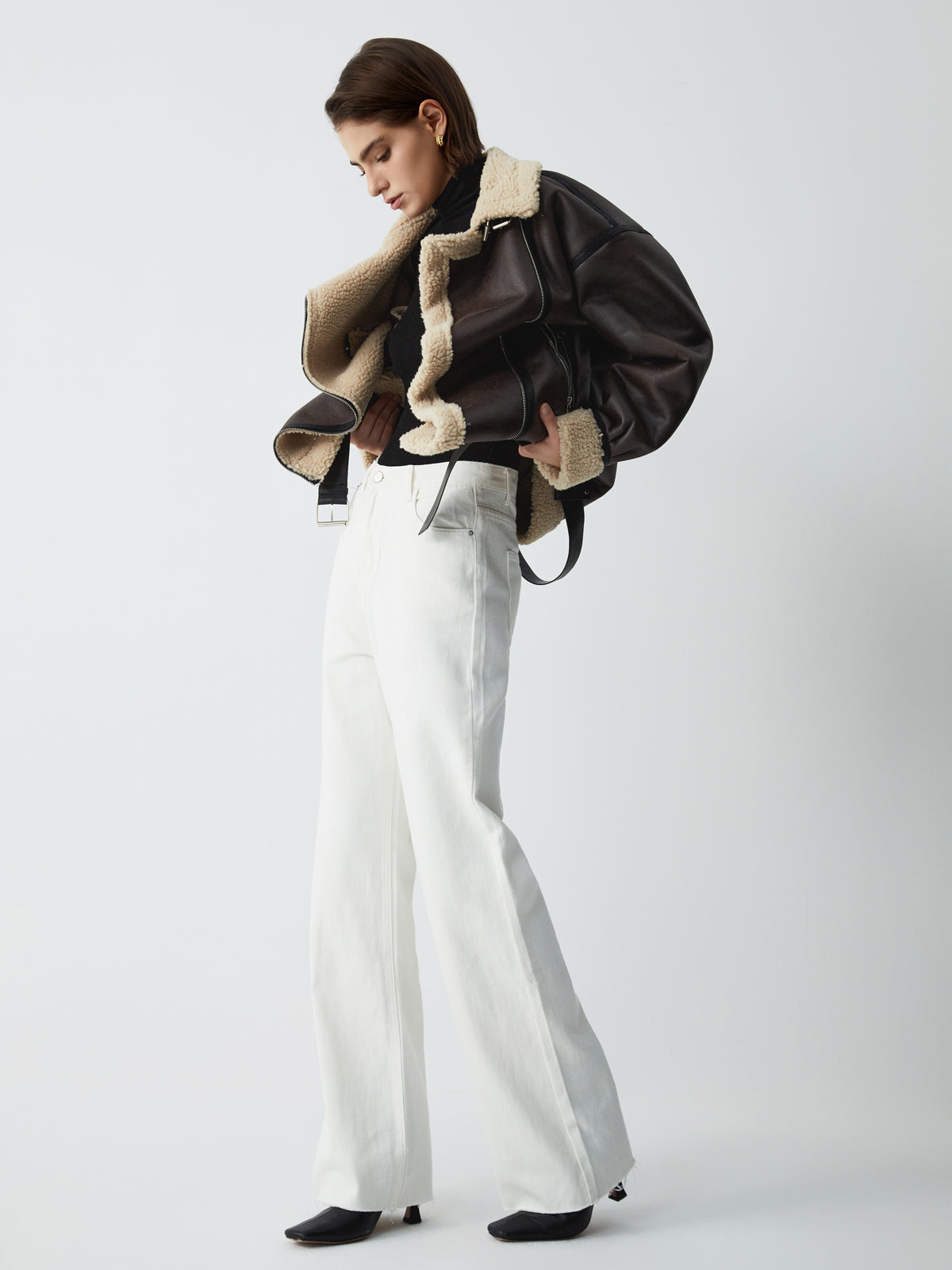 R&B | Braune Leder-Fliegerjacke für Frauen