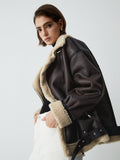 R&B | Braune Leder-Fliegerjacke für Frauen